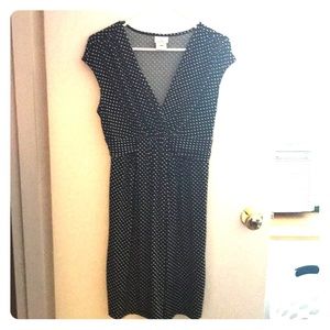 Black and whit pockadot maternity dress